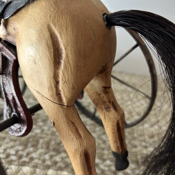 Vtg Primitive Horse Tricycle Iron Pedal Toy Folk Art Whimsical Storybook Holiday - Picture 9 of 14